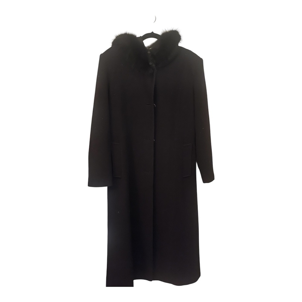 Andrea Brem New York Black Coat with Fox fur trim